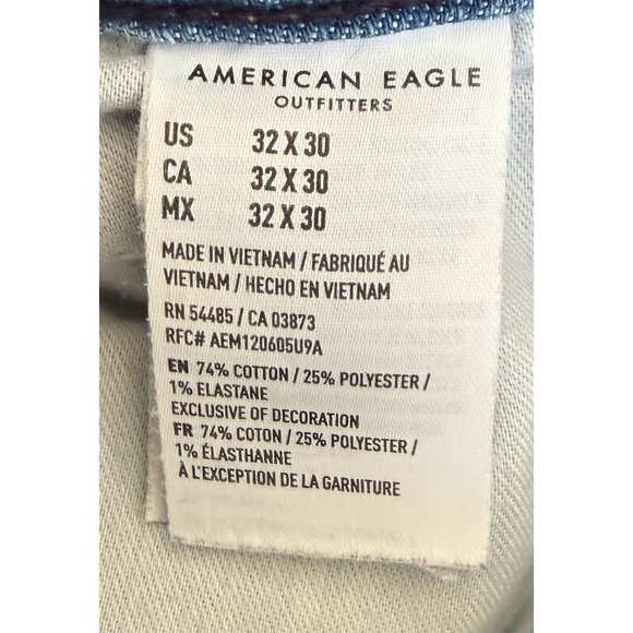 American Eagle Outfitters Men's Skinny Jeans 32x30 Light Wash Stretch whiskering - Picture 2 of 8
